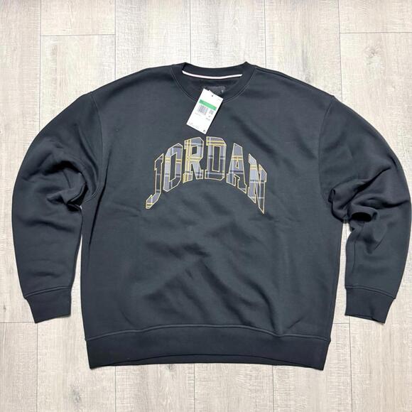 Nike Air Jordan Essential 85 Crest Plaid Fleece Sweatshirt DV1574-011 Size XL - Picture 1 of 8